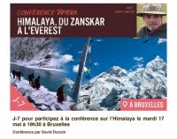 Le 17 mai &agrave; Bruxelles conf&eacute;rence Himalaya par David Ducoin